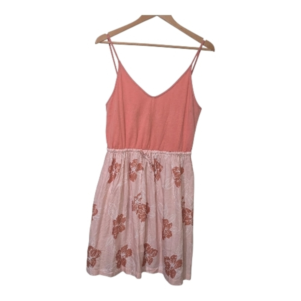 NWT Roxy Moon Mouth Coral Floral Skater Sundress Size L Beach Surf Summer Resort